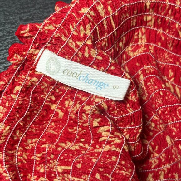 coolchange Red Smocked Ruffle Crop Top (S) - Picture 10 of 10
